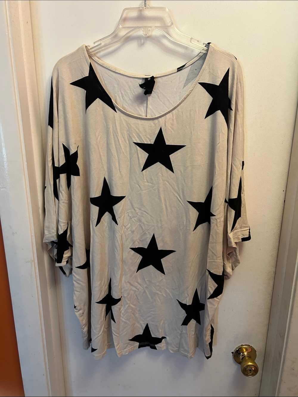 Agnes & Dora Beige Tunic with Black Star Print